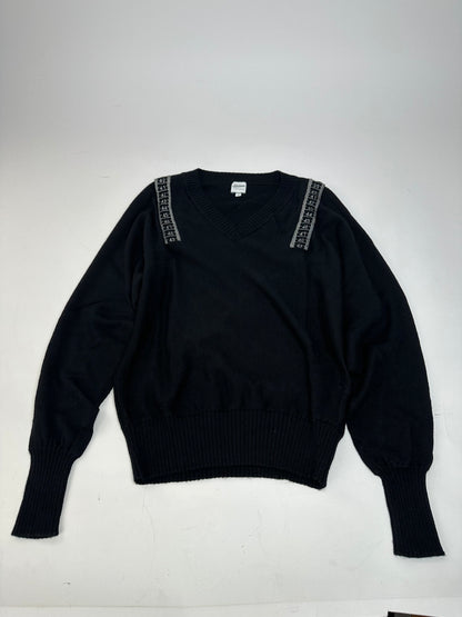 Vintage Jean Paul Gaultier V-Neck Wool Sweater Black 38/M