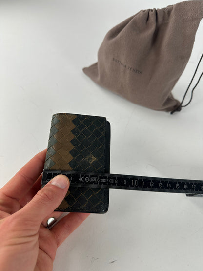 Vintage Bottega Veneta Intrecciato Leather Card Holder Black Brown