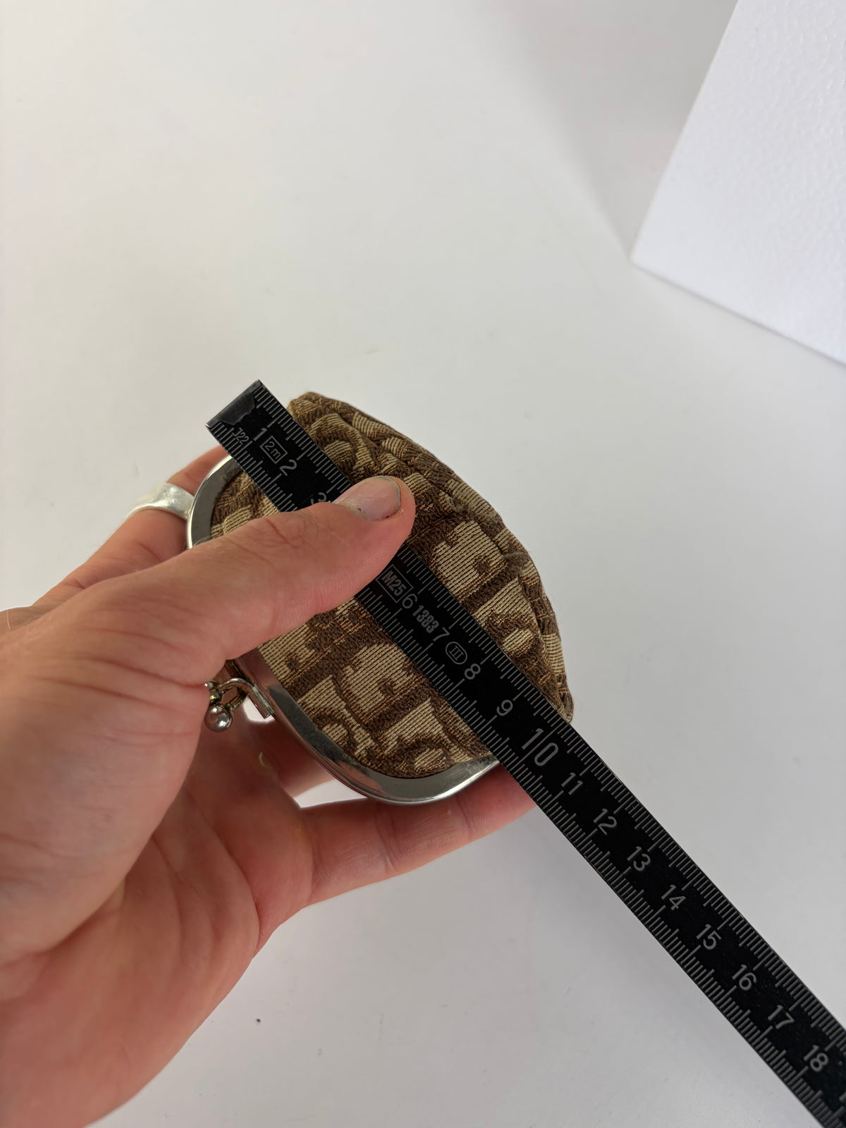 Vintage Dior Oblique Jacquard Coin Purse Brown Cream