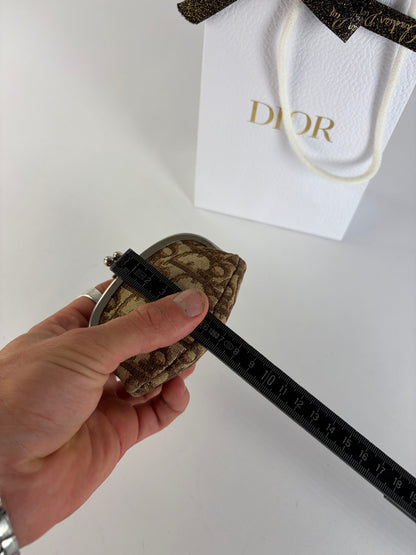 Vintage Dior Oblique Jacquard Coin Purse Brown Cream