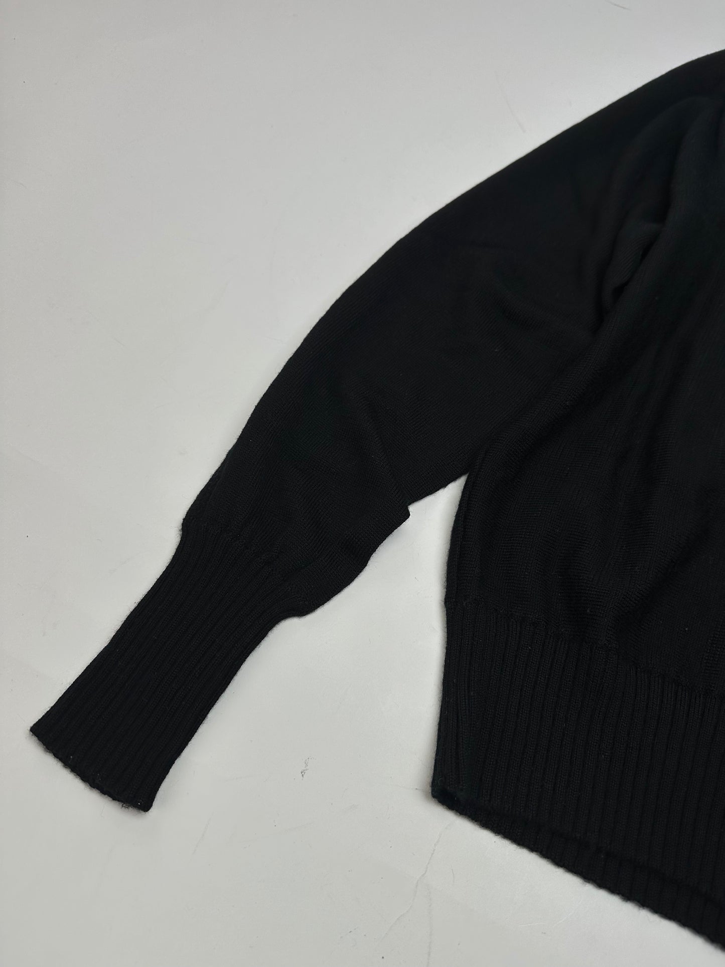 Vintage Jean Paul Gaultier V-Neck Wool Sweater Black 38/M