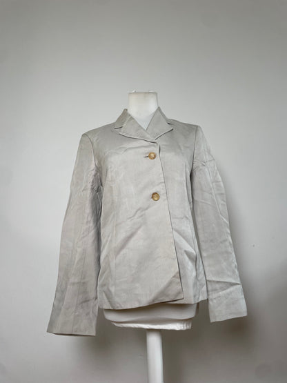 Vintage Celine Silk Blazer Cream Gold Buttons M