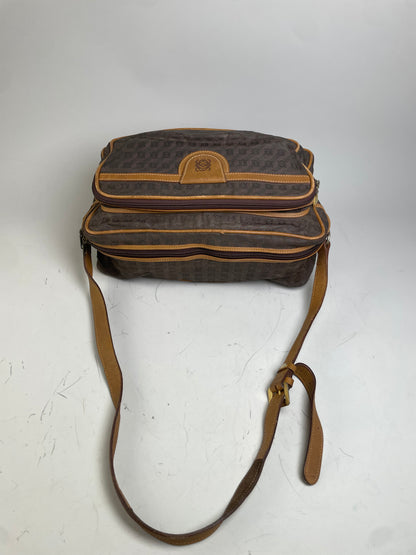 Vintage Loewe Monogram Canvas Shoulder Bag Brown Tan