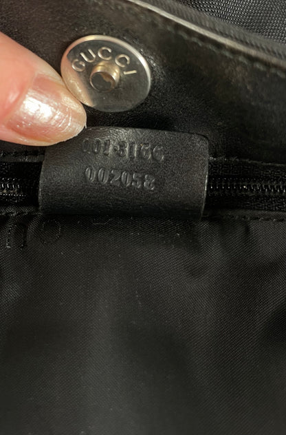 Vintage Gucci Nylon Shoulder Bag Black Silver