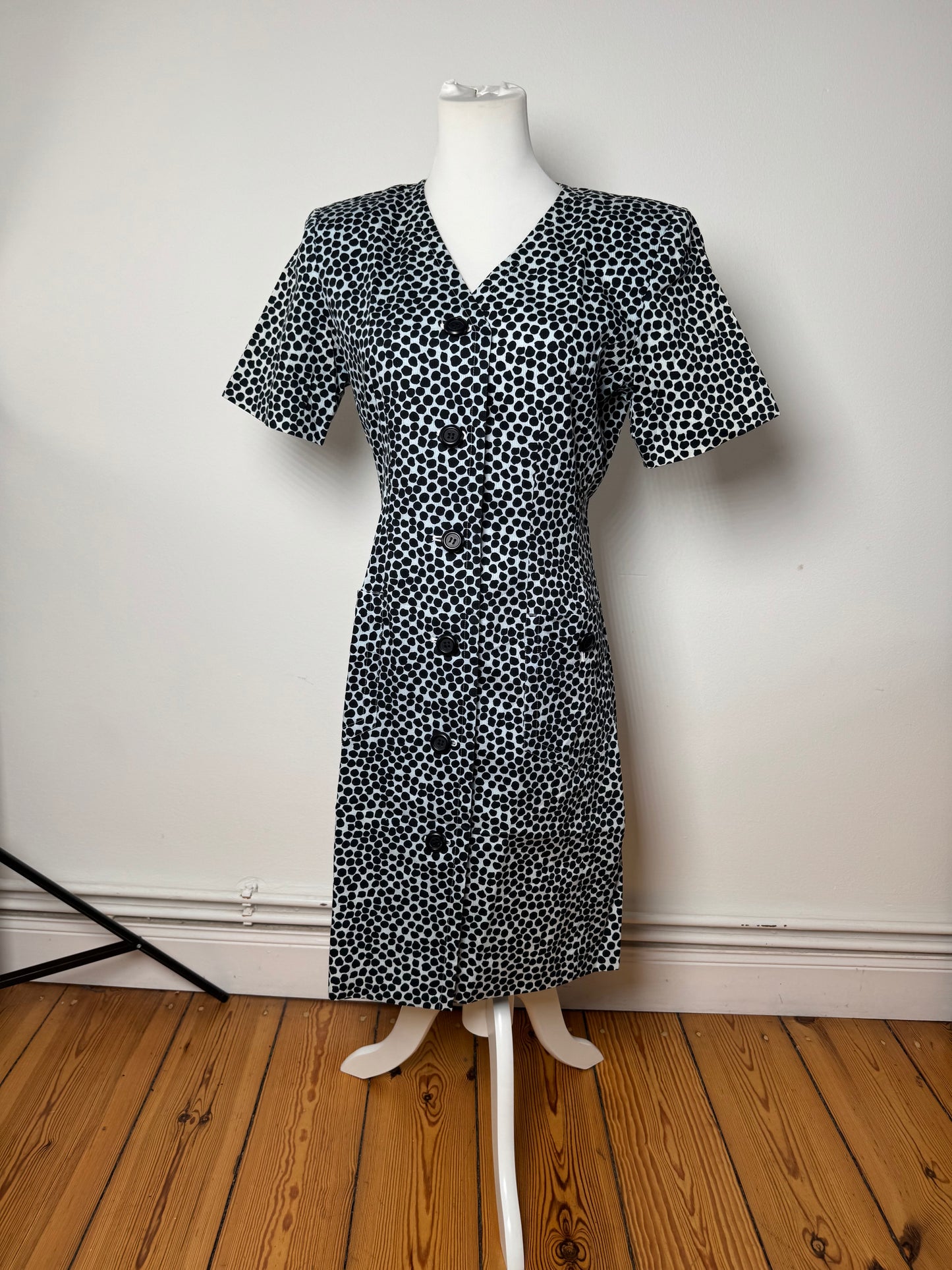 Vintage Yves Saint Laurent Polkadot Dress Blue black 38\M