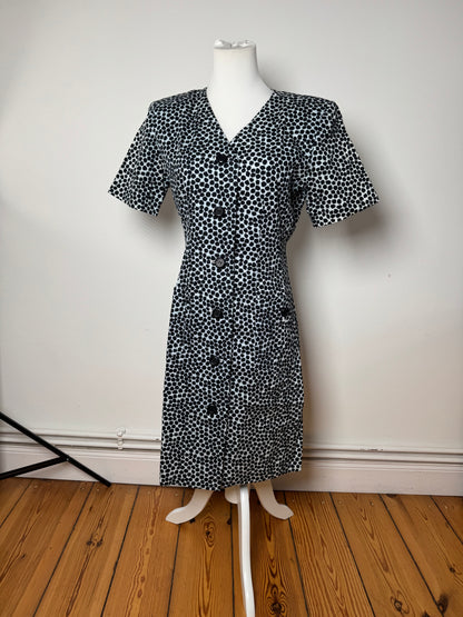 Vintage Yves Saint Laurent Polkadot Dress Blue black 38\M