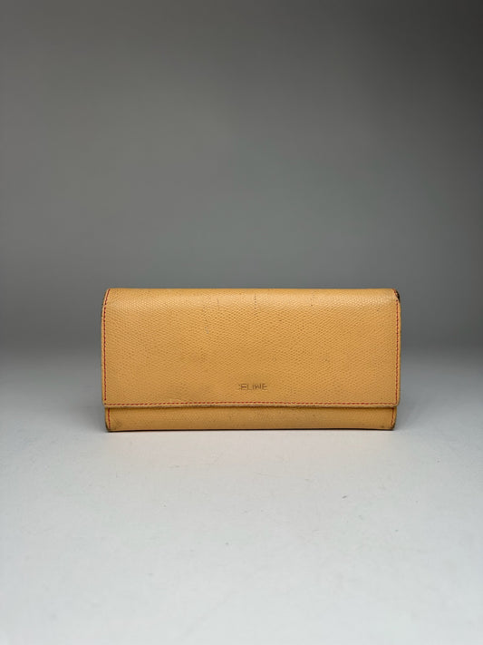 Vintage Celine Leather Wallet Beige