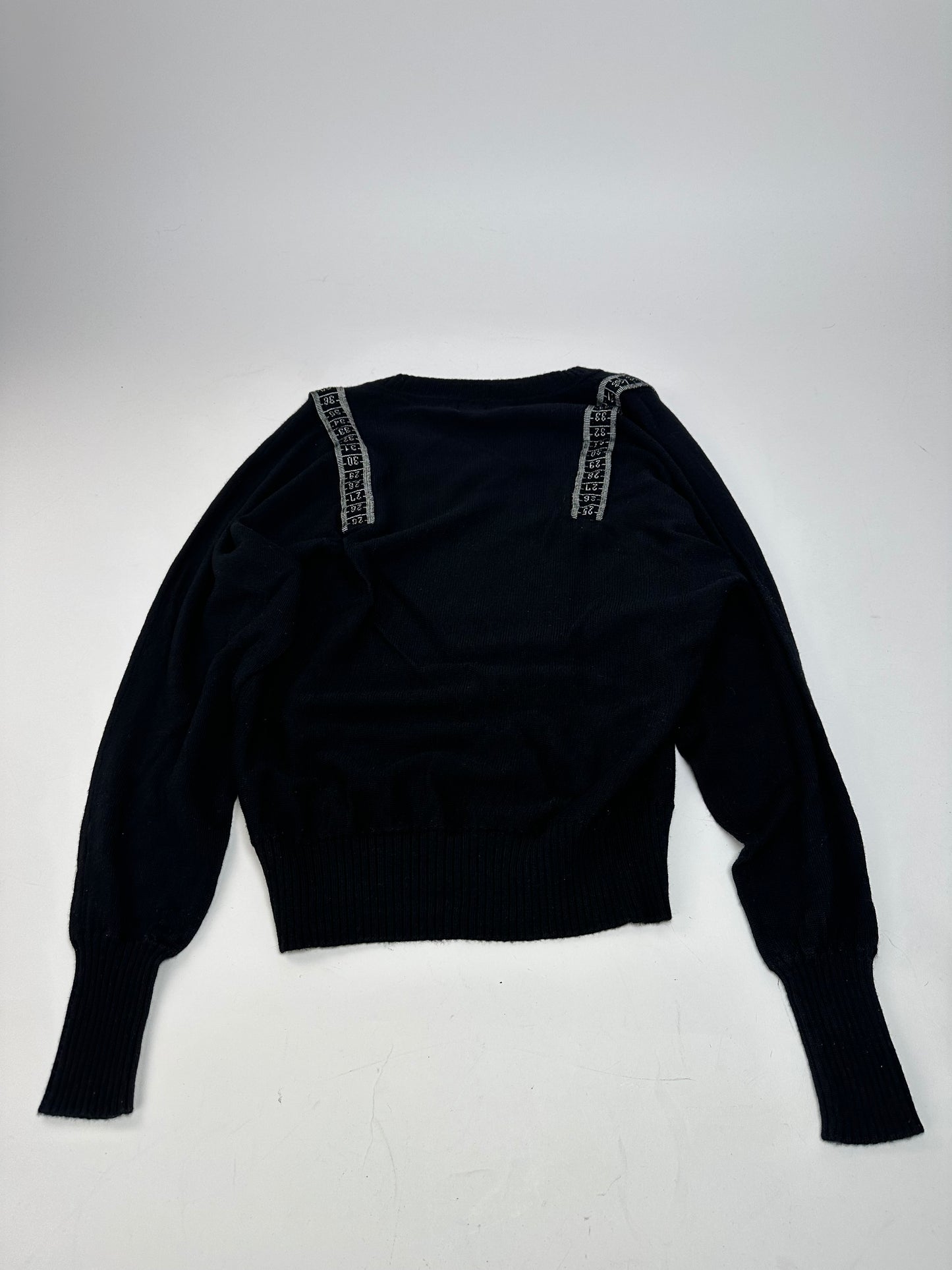 Vintage Jean Paul Gaultier V-Neck Wool Sweater Black 38/M