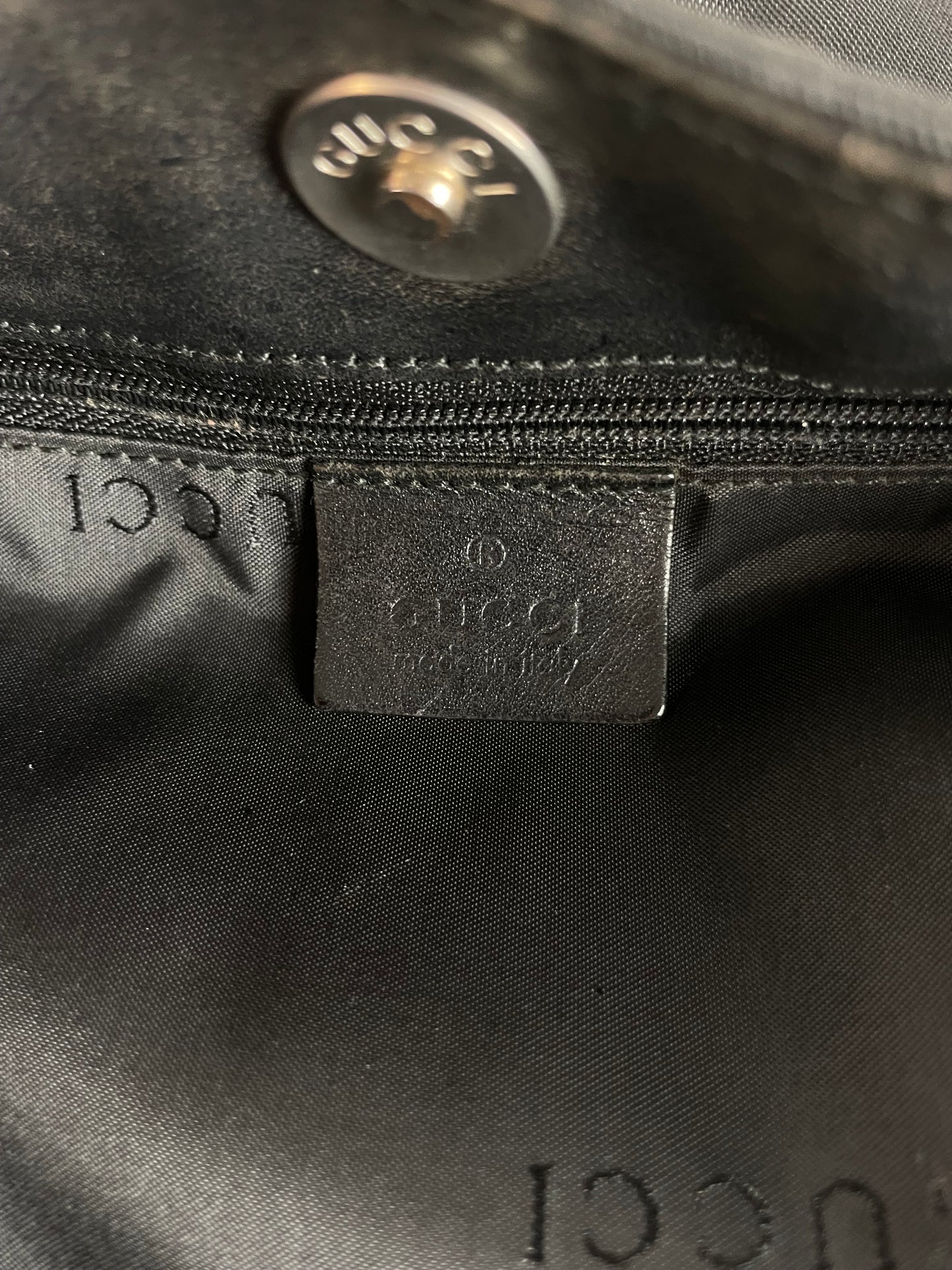 Vintage Gucci Nylon Shoulder Bag Black Silver