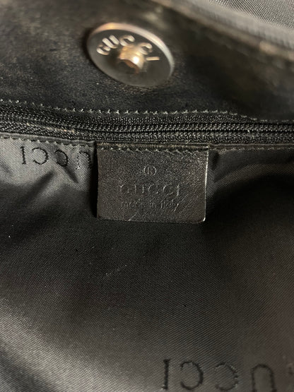 Vintage Gucci Nylon Shoulder Bag Black Silver