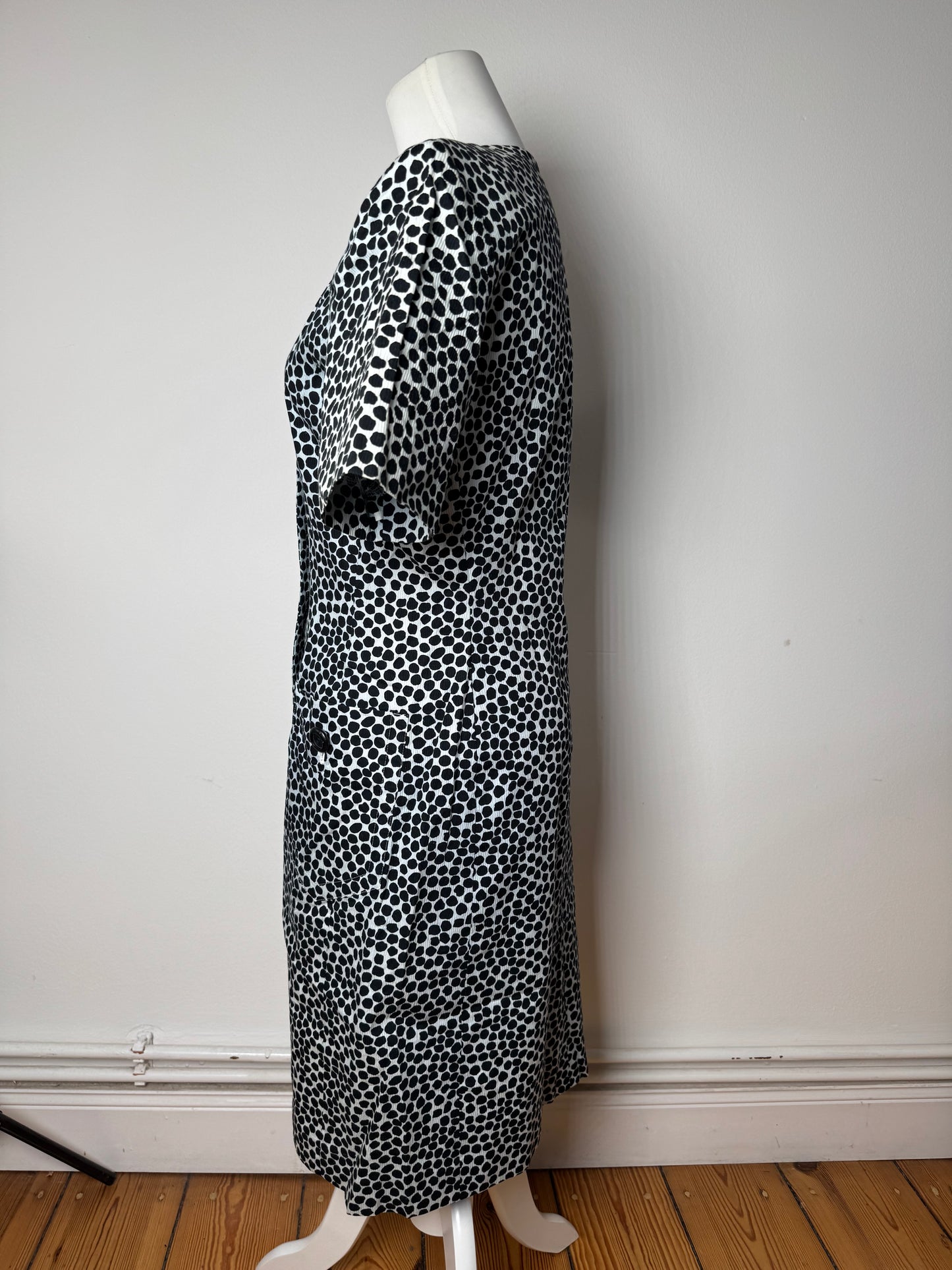 Vintage Yves Saint Laurent Polkadot Dress Blue black 38\M