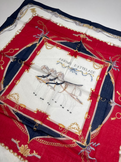 Vintage Celine Equistarian Scarf Navy White Red