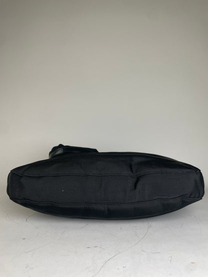 Vintage Gucci Nylon Shoulder Bag Black Silver