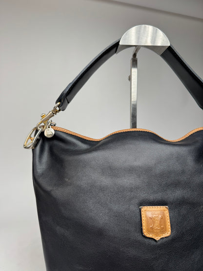 Vintage Celine Paris Sac Seau Leather Bag Black