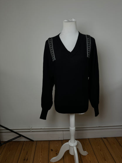 Vintage Jean Paul Gaultier V-Neck Wool Sweater Black 38/M