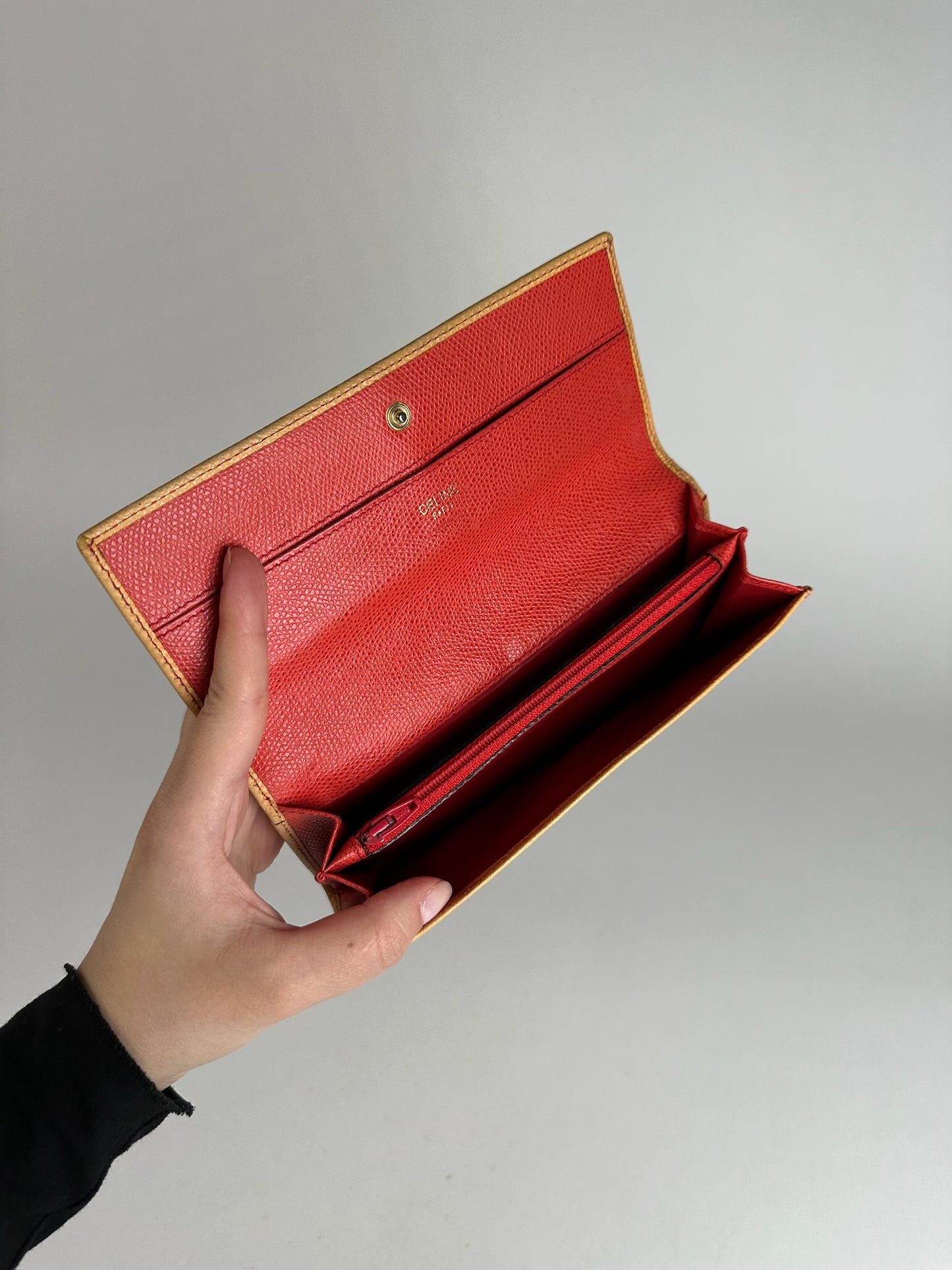 Vintage Celine Leather Wallet Beige