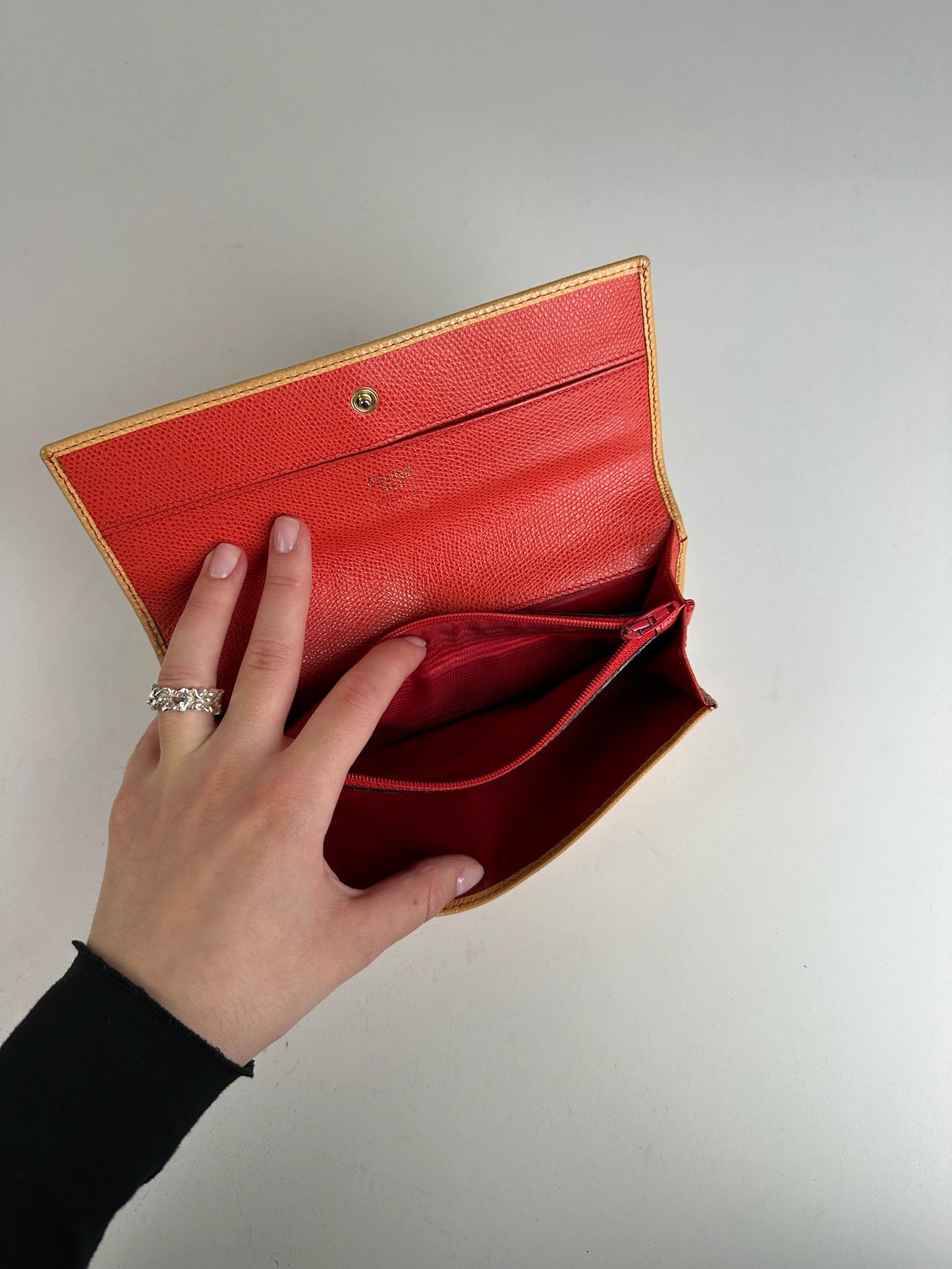 Vintage Celine Leather Wallet Beige