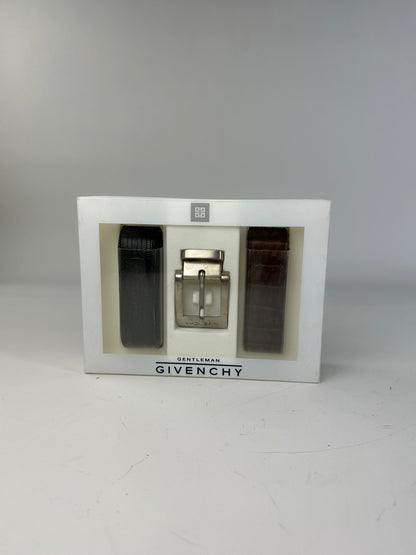 Vintage Givenchy Leather Belt Black Brown Silver Buckle