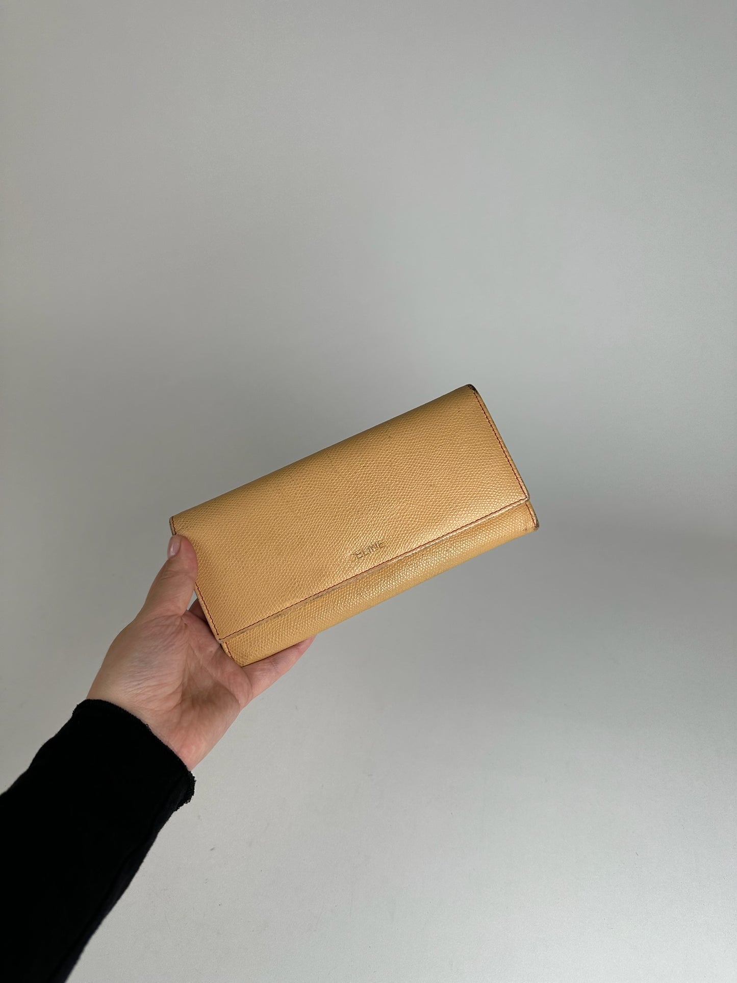 Vintage Celine Leather Wallet Beige