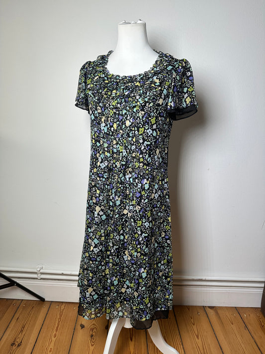 Vintage Courreges Multicolor floral Dress Black M