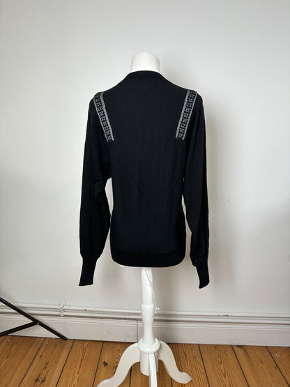 Vintage Jean Paul Gaultier V-Neck Wool Sweater Black 38/M