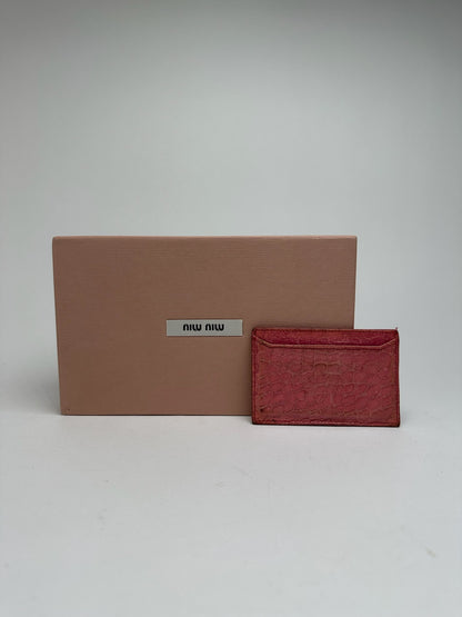 Porte-cartes vintage en cuir rose Miu Miu