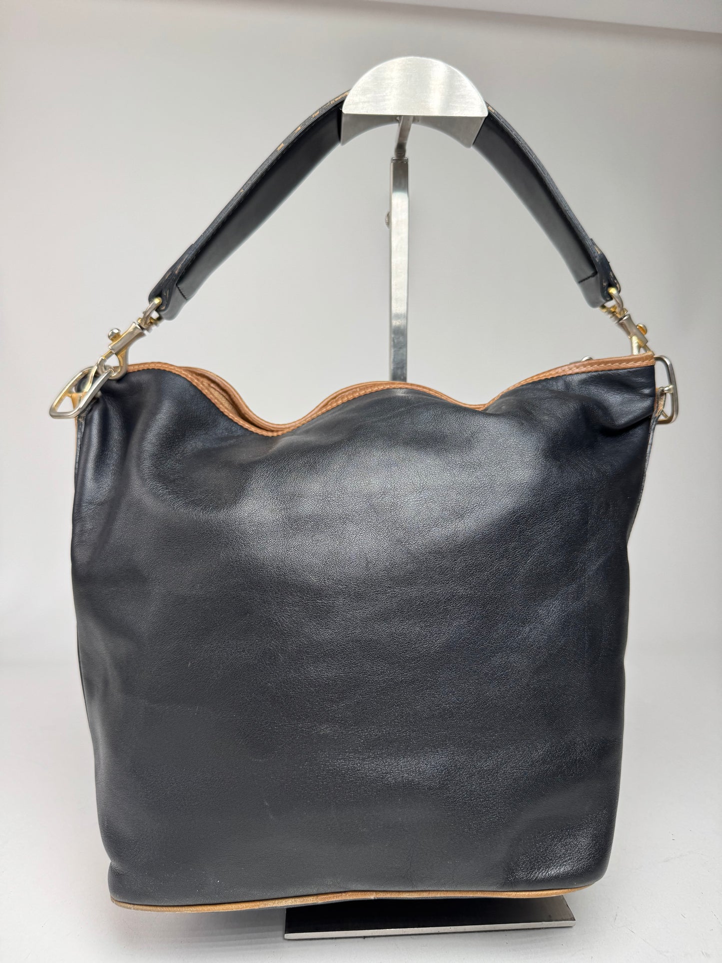 Vintage Celine Paris Sac Seau Leather Bag Black