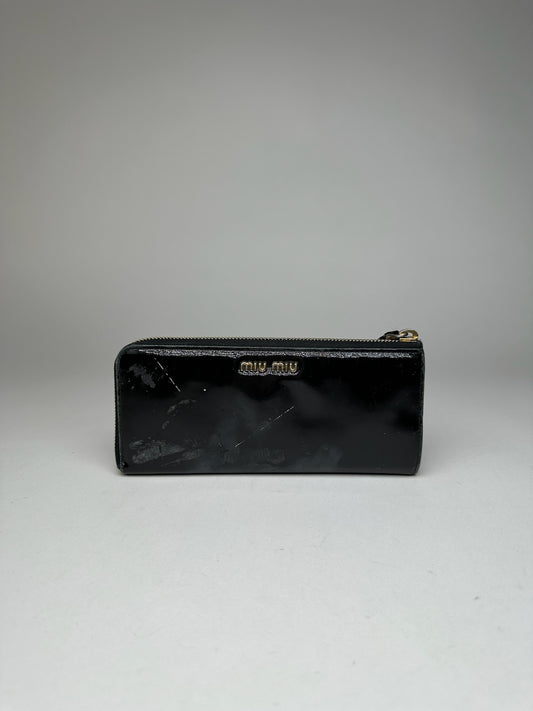 Vintage Miu Miu Patent Leather Wallet Black