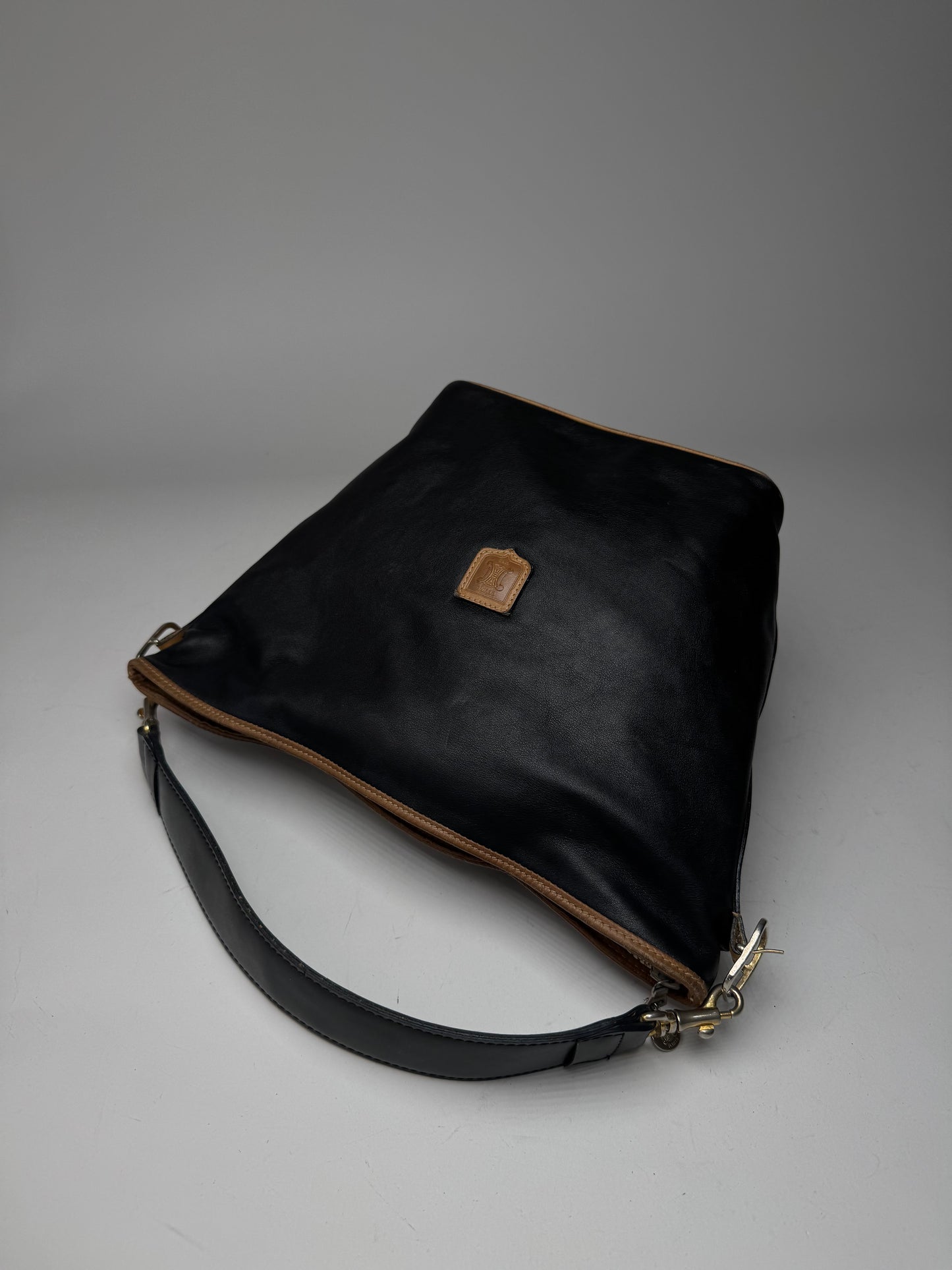 Vintage Celine Paris Sac Seau Leather Bag Black