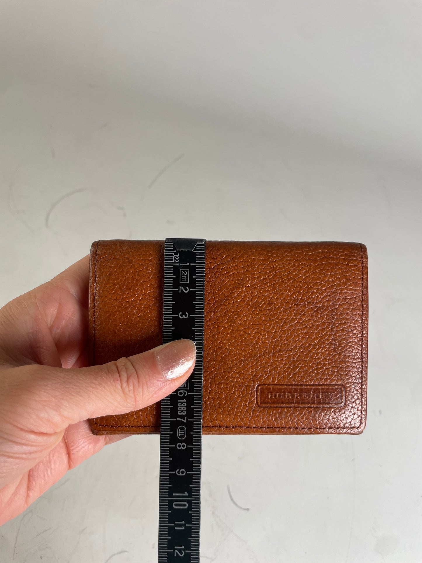 Vintage Burberry Textured Leather Card Holder Brown