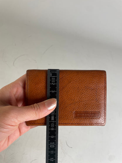 Vintage Burberry Textured Leather Card Holder Brown