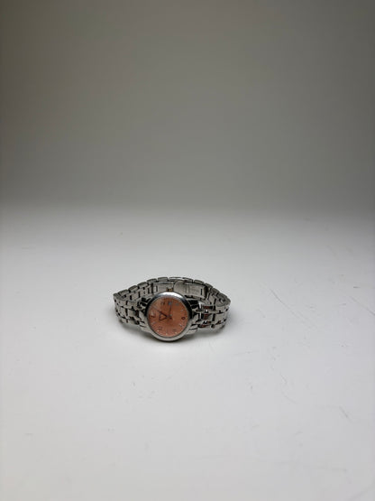 Vintage Fendi Stainless Steel Bracelet Watch Pink Dial Silver