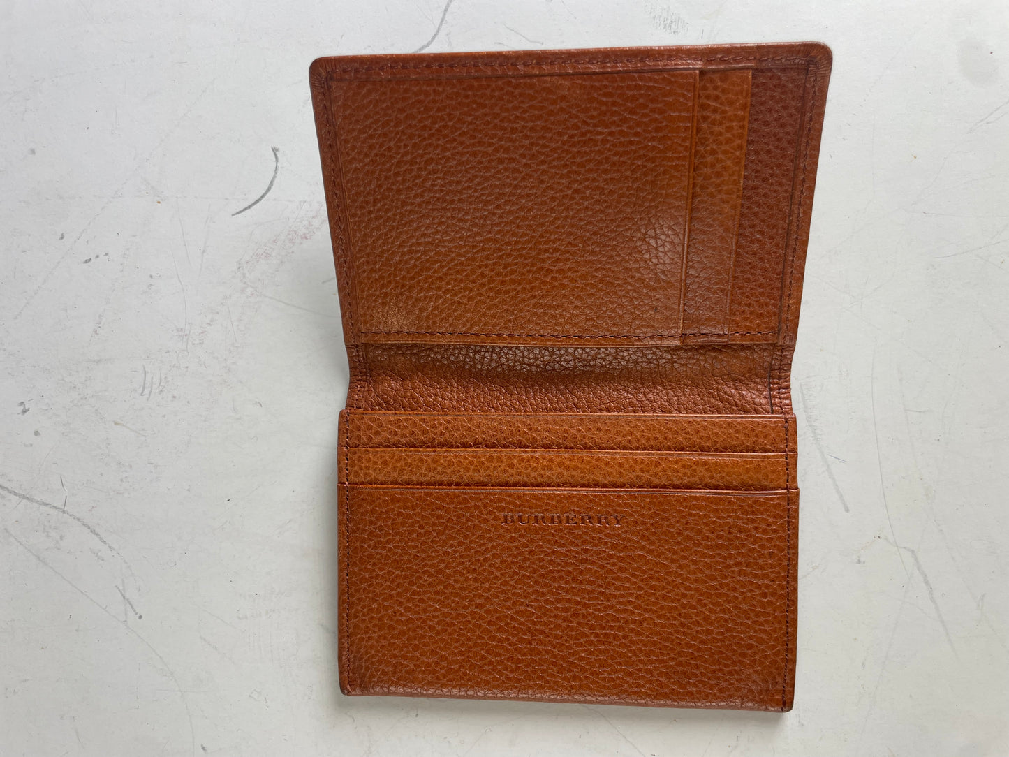 Vintage Burberry Textured Leather Card Holder Brown