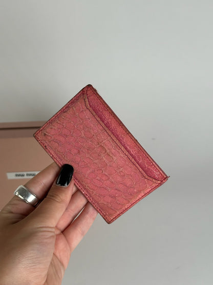 Porte-cartes vintage en cuir rose Miu Miu