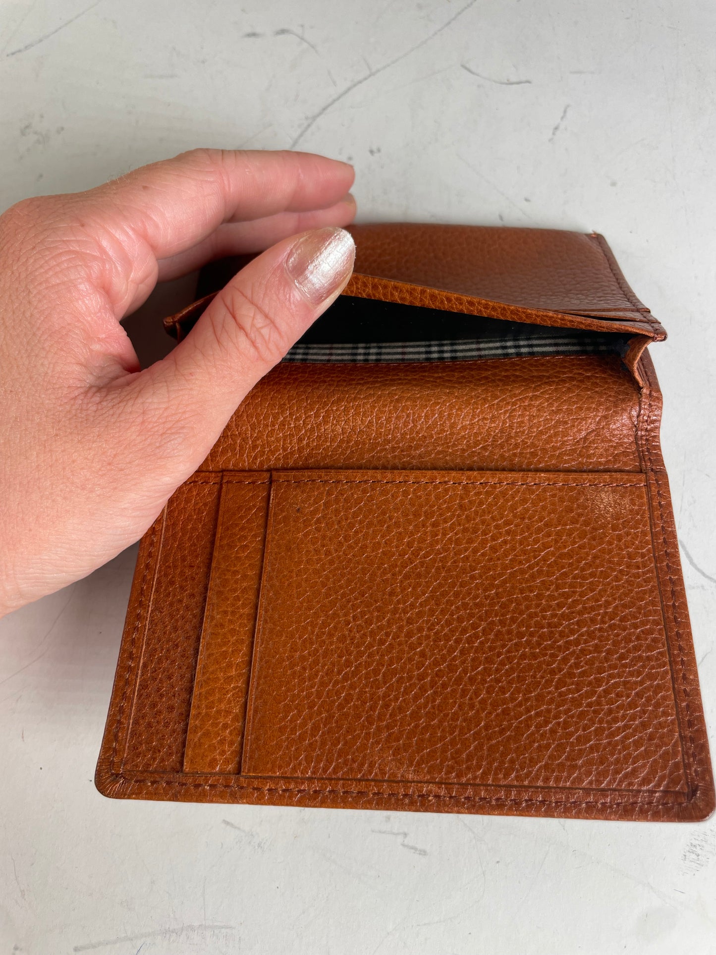 Vintage Burberry Textured Leather Card Holder Brown