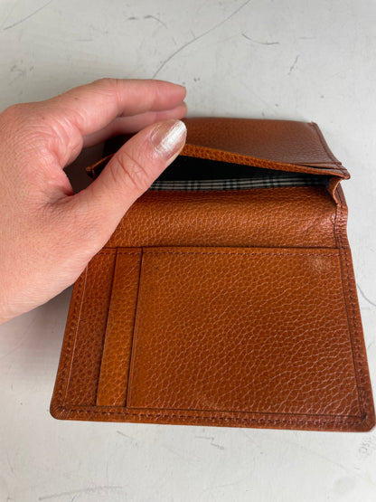 Vintage Burberry Textured Leather Card Holder Brown