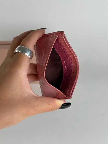 Porte-cartes vintage en cuir rose Miu Miu