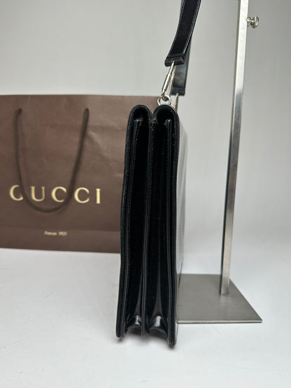 Vintage Gucci Horsebit Patent Leather Bag Black