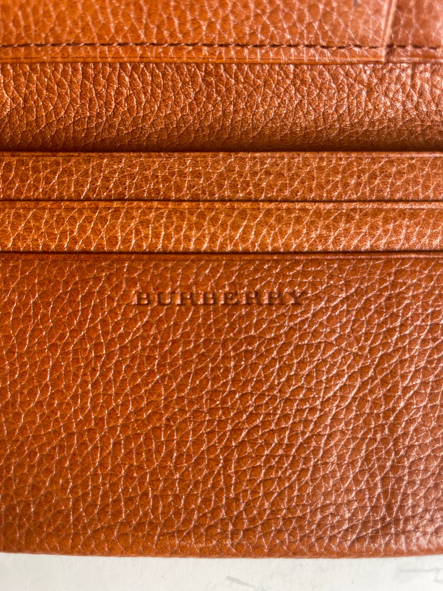 Vintage Burberry Textured Leather Card Holder Brown