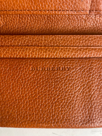 Vintage Burberry Textured Leather Card Holder Brown