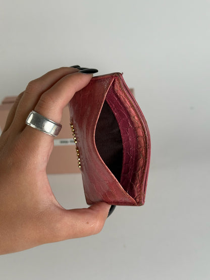 Porte-cartes vintage en cuir rose Miu Miu