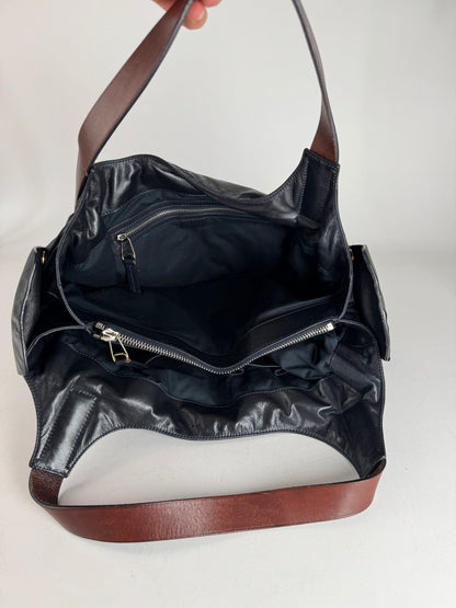 Vintage Celine Paris Faux Leather Bag Marine/black