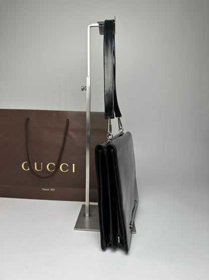 Vintage Gucci Horsebit Patent Leather Bag Black