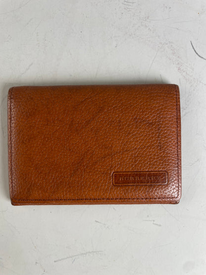 Vintage Burberry Textured Leather Card Holder Brown