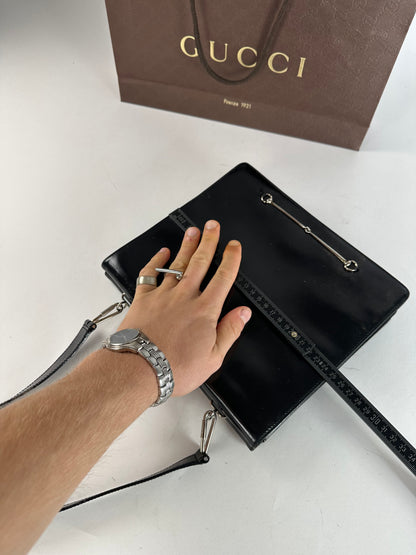 Vintage Gucci Horsebit Patent Leather Bag Black
