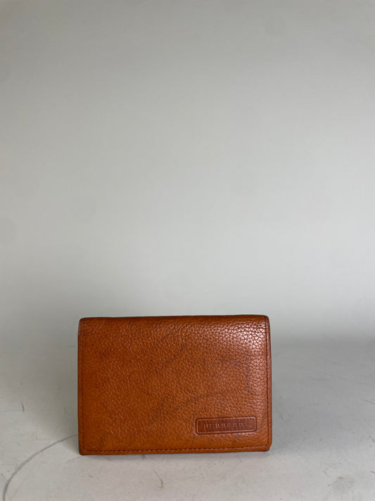 Vintage Burberry Textured Leather Card Holder Brown