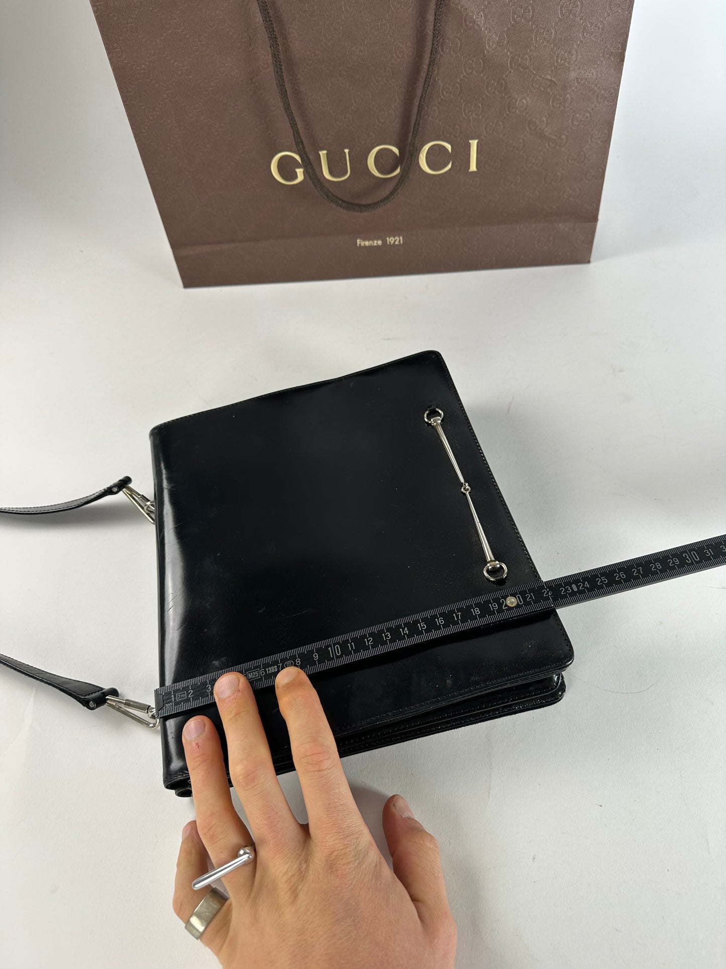 Vintage Gucci Horsebit Patent Leather Bag Black