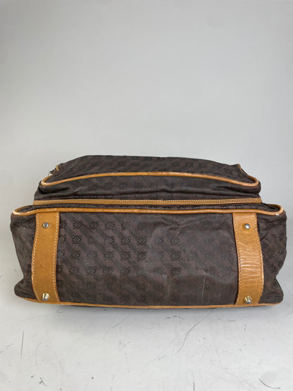 Vintage Loewe Monogram Canvas Shoulder Bag Brown Tan