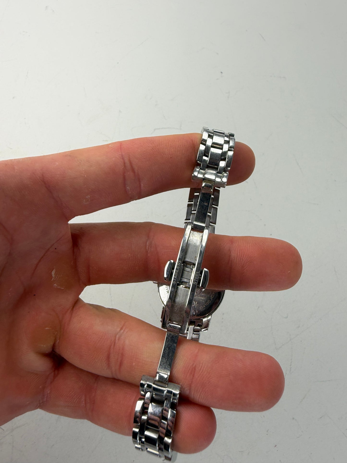 Vintage Fendi Stainless Steel Bracelet Watch Pink Dial Silver
