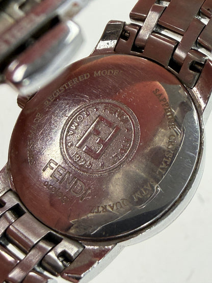 Vintage Fendi Stainless Steel Bracelet Watch Pink Dial Silver
